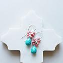 Turquoise and Coral Drop Earrings - The Palmetto  Earrings