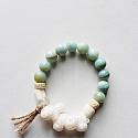 Amazonite, Shell, Sea Glass, Tassel Stretch Bracelet - The Gulf Shores Bracelet