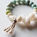 Amazonite, Shell, Sea Glass, Tassel Stretch Bracelet - The Gulf Shores Bracelet