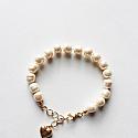 Vintage Glass Pearl Bracelet with Gold Heart Charm - The Lizzie Bracelet