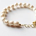 Vintage Glass Pearl Bracelet with Gold Heart Charm - The Lizzie Bracelet