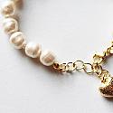 Vintage Glass Pearl Bracelet with Gold Heart Charm - The Lizzie Bracelet