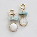 Aquamarine Stack and Mother of Pearl Pendant - The Palmer Necklace