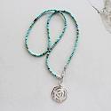 Turquoise and Mother of Pearl Flower Pendant - The Zinnia Necklace
