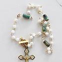 Mother of Pearl and Czech Glass Cross Necklace - The Grace Necklace