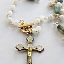 Mother of Pearl and Czech Glass Cross Necklace - The Grace Necklace