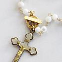 Mother of Pearl and Czech Glass Cross Necklace - The Grace Necklace