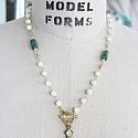 Mother of Pearl and Czech Glass Cross Necklace - The Grace Necklace