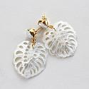 Fresh Water Pearl and Monsterra MOP Leaf Earrings - The Isla Earrings