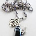 Iolite, Dumorite, and Sterling Silver Necklace - The Hummingbird Necklace