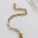 Gold Plate Paperclip Necklace with Blue Hydro Quartz or Opalite Pendant - The Luann Necklace
