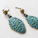 Turquoise Filigree and Brass Earrings - The Milan Earrings