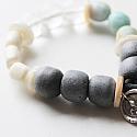 Gemstone and Glass Stretch Bracelet - The Smoke Collection