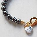 Gray Pearls with Dendritic Heart Charm - The Ashley Bracelet