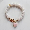 Mystic Pink Rose Quartz and Milky Pink Charm - The Rose Bracelet