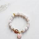 Mystic Pink Rose Quartz and Milky Pink Charm - The Rose Bracelet