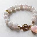 Mystic Pink Rose Quartz and Milky Pink Charm - The Rose Bracelet