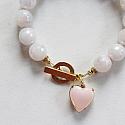 Mystic Pink Rose Quartz and Milky Pink Charm - The Rose Bracelet