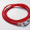 Be Mine Sterling and Red Glass or Gray Micro  Wrap Bracelet