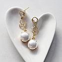 CZ Post Earrings with Vintage Pearl Cabachon - The Alanna Earrings