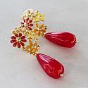 Vintage style Red Metal Flower Earrings - The Betty Ann Earrings