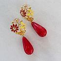 Vintage style Red Metal Flower Earrings - The Betty Ann Earrings
