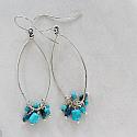 Turquoise Clusters on Rustic Silver Hoop Earrings - The Santa Fe Earrings
