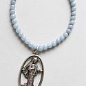 Blue Angelite and Blessed Mother Necklace - The Medjugorje Necklace