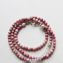 Matte and Faceted Rhodonite and Rose Quartz Wrap Bracelet - The Rose Bracelet