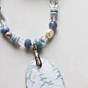 Mixed Gem and Glass Hand-knotted Necklace with Blue Opal Pendant - The Lara Necklace