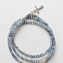 Blue/Gray Glass and Sterling Silver Bar Wrap Bracelet - The Choose Joy Bracelet